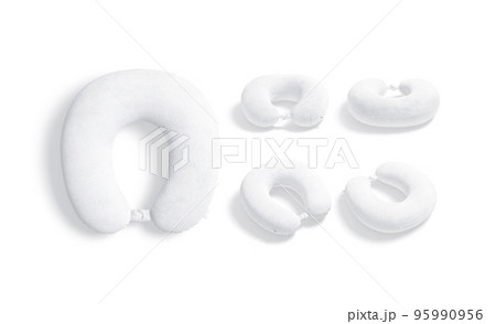 Blank white travel pillow mockup, different views 95990956