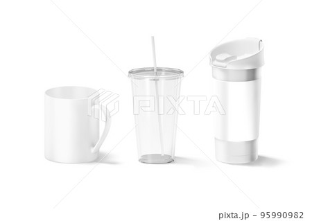 Blank white drink containers mockup, isolated 95990982