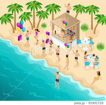 Isometry dancing on the beach, party, birthday party, Ibiza, the sea. beach, great weather, rest, entertainment, a bar with drinks Isometry dancing on the beach, party, birthday party, Ibiza, the sea. beach, great weather, rest, entertainment, a bar with drinks 95991728
