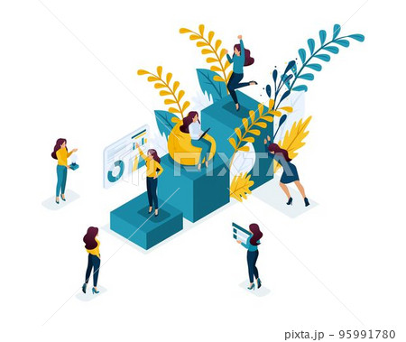 Isometric concept achievement of the goal, moving up the career ladder, self-education is your contribution to your future. Concept for web design 95991780