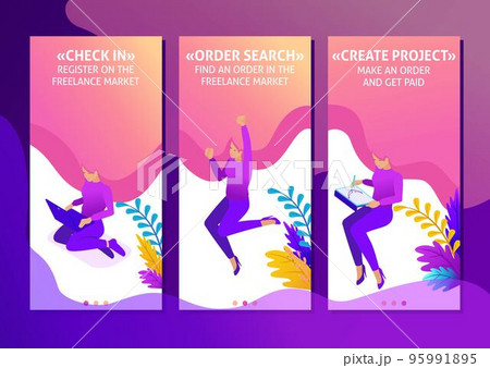 Isometric Template app Bright concept Freelancer works remotely. Place an order and get paid, smartphone apps. Easy to edit and customize 95991895
