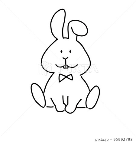 蝶ネクタイをした可愛いうさぎのシンプルなベクターイラスト 95992798