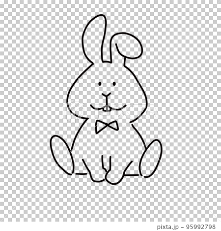 蝶ネクタイをした可愛いうさぎのシンプルなベクターイラスト 95992798