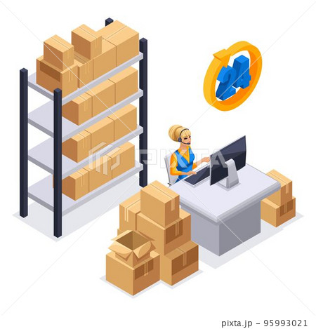 Isometric girl accepts an order by phone, online delivery, courier delivery service, round-the-clock work Isometric girl accepts an order by phone, online delivery, courier delivery service, round-the-clock work 95993021