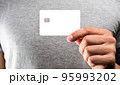 Man's hand holding credit card. 95993202