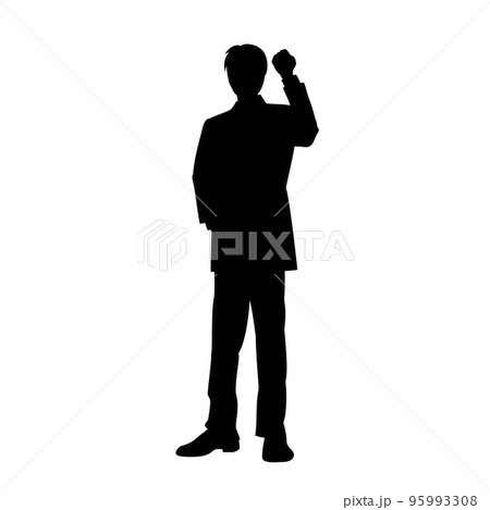 ガッツポーズをするビジネスマンのシルエット 95993308