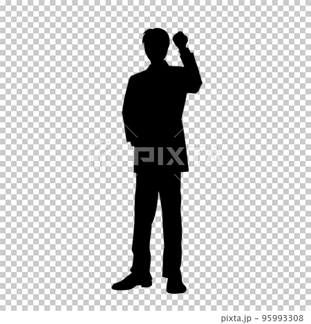 ガッツポーズをするビジネスマンのシルエット 95993308