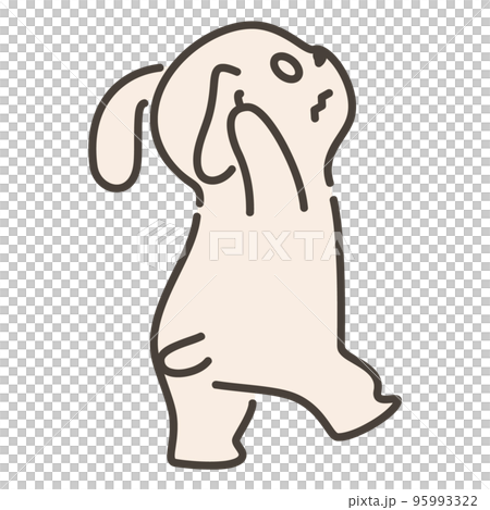 一隻兔子用白色的眼睛仰望天空的插圖 95993322