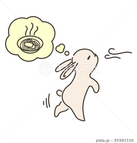 良い匂いに誘われるうさぎのイラスト 95993330