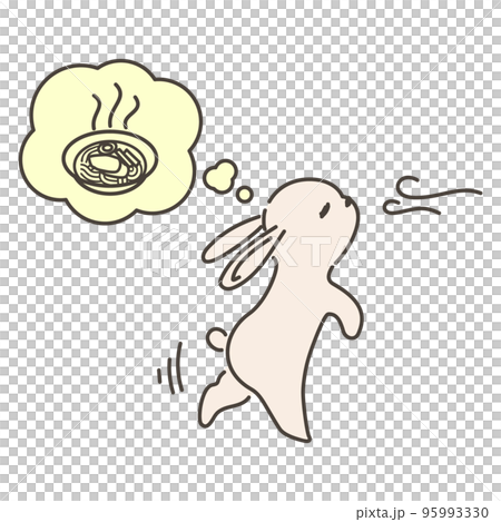 良い匂いに誘われるうさぎのイラスト 95993330