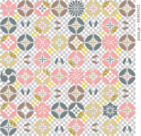 シームレス　ウサギの七宝模様パターン年賀状　2023年 卯年 95993425