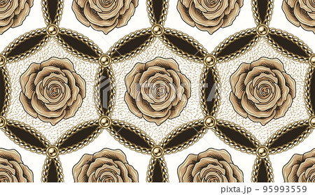 Vintage hexagonal pattern with chains, roses 95993559