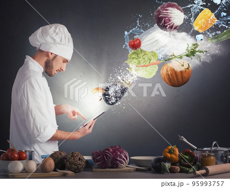 Cooking recipe from tablet Cooking recipe from tablet 95993757