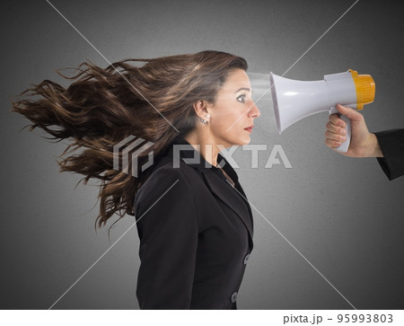 Businesswoman frightened by reproach 95993803