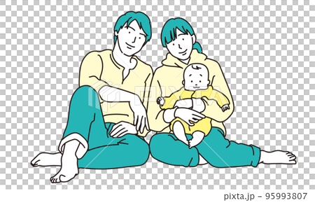 Illustration of a couple and a baby 95993807