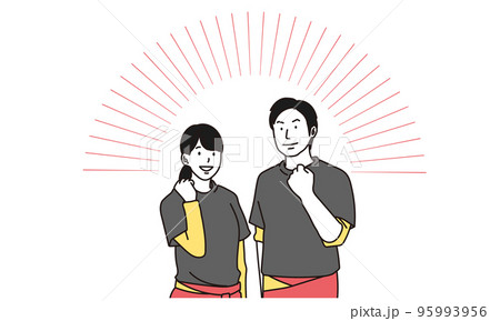 居酒屋で働く男女	 95993956
