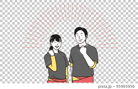 居酒屋で働く男女	 95993956
