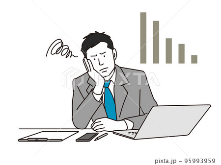 仕事で悩むアジア人ビジネスマン	 95993959