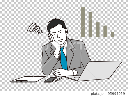 仕事で悩むアジア人ビジネスマン	 95993959