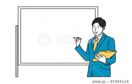 ホワイトボードで説明をするビジネスマン	 95994128