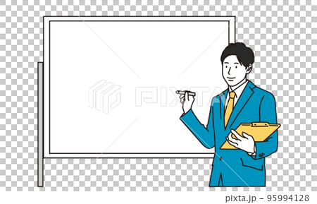 ホワイトボードで説明をするビジネスマン	 95994128