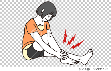 Elderly woman hurting her leg 95994426