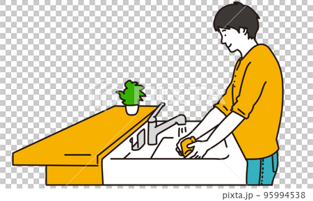 コップを洗う男性 コップを洗う男性 95994538
