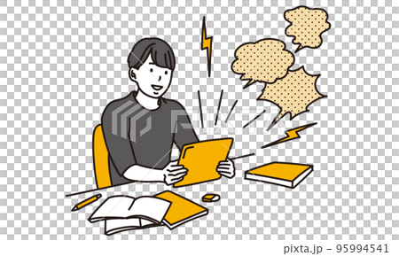 勉強中にタブレットを見る学生 勉強中にタブレットを見る学生 95994541