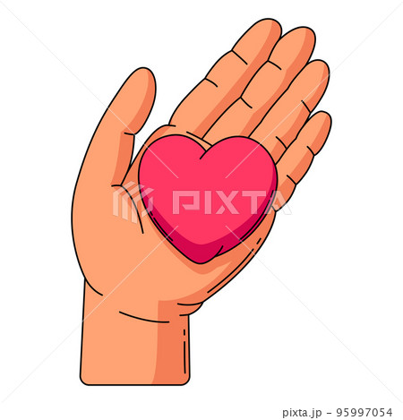 Happy Valentine Day illustration of hand holds...のイラスト素材 [95997054] - PIXTA