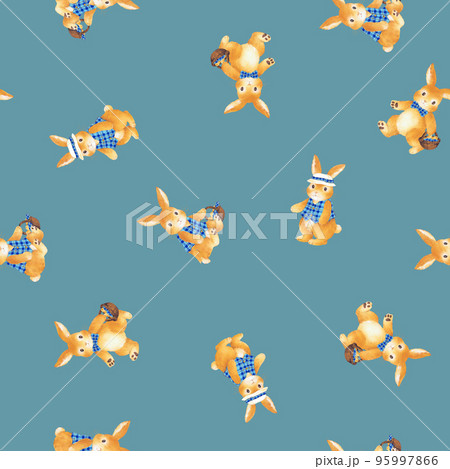 可愛い手描きウサギの総柄, 95997866