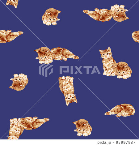 可愛い手描き猫の総柄, 95997937