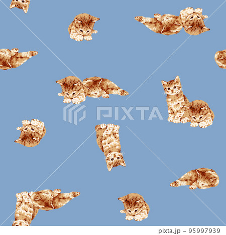 可愛い手描き猫の総柄, 可愛い手描き猫の総柄, 95997939