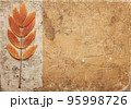 Brown designed grunge background with leaves. Vintage abstract texture 95998726