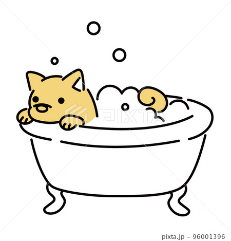 お風呂に入る犬 96001396