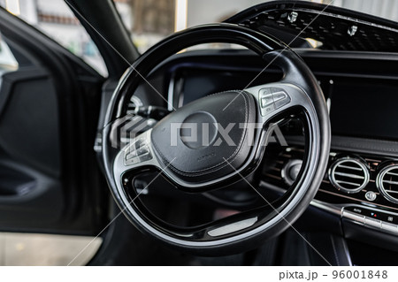 Cleaned interior of modern luxury car close up Cleaned interior of modern luxury car close up 96001848