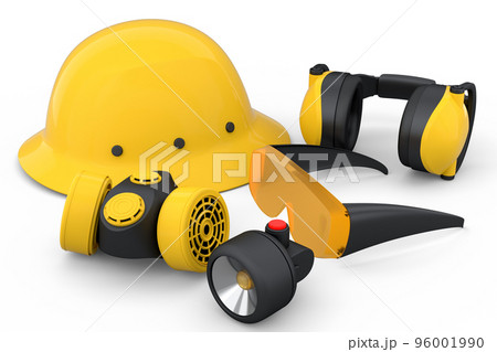 Set of construction wear for repair and installation on white background 96001990