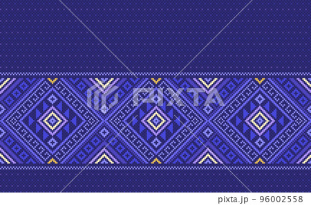 Pixel ethnic pattern, Vector embroidery abstract background, Geometric classic aztec style, Purple pattern beautiful horizontal, Design for textile, fabric, backdrop, digital print, graphi Pixel ethnic pattern, Vector embroidery abstract background, Geometric classic aztec style, Purple pattern beautiful horizontal, Design for textile, fabric, backdrop, digital print, graphi 96002558