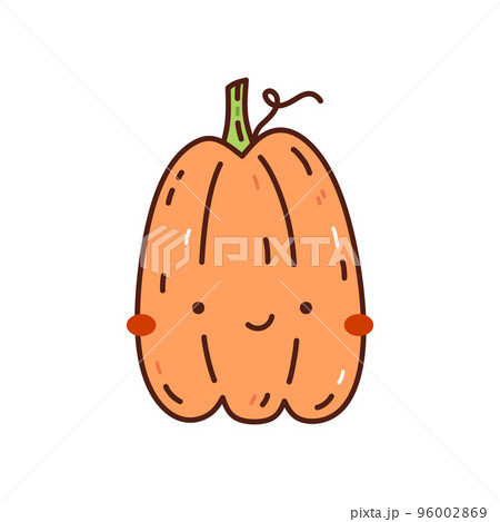 Cute and funny orange pumpkin isolated on white 96002869