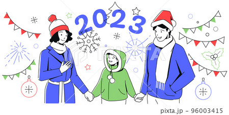 Happy New Year - modern line design style illustration Happy New Year - modern line design style illustration 96003415
