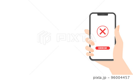 ×とERRORの文字が表示されたスマートフォンを持つ女性の手 - スマホのエラー表示・スマホ決済のイ ×とERRORの文字が表示されたスマートフォンを持つ女性の手 - スマホのエラー表示・スマホ決済のイ 96004457