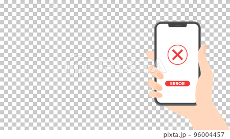 ×とERRORの文字が表示されたスマートフォンを持つ女性の手 - スマホのエラー表示・スマホ決済のイ ×とERRORの文字が表示されたスマートフォンを持つ女性の手 - スマホのエラー表示・スマホ決済のイ 96004457
