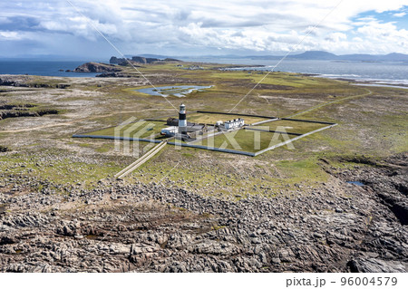 Aerial view of the Lighthouse on Tory Island, County Donegal, Republic of Ireland 96004579