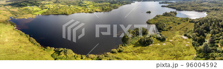 Aerial view of The Lake Eske in Donegal, Ireland. 96004592
