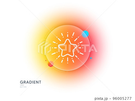 Star line icon. Gradient blur button with glassmorphism. Best ranking sign. Favorite symbol. Transparent glass design. Star line icon. Vector 96005277
