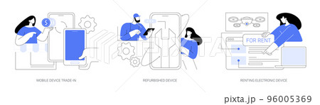 Used gadgets abstract concept vector illustrations. Used gadgets abstract concept vector illustrations. 96005369