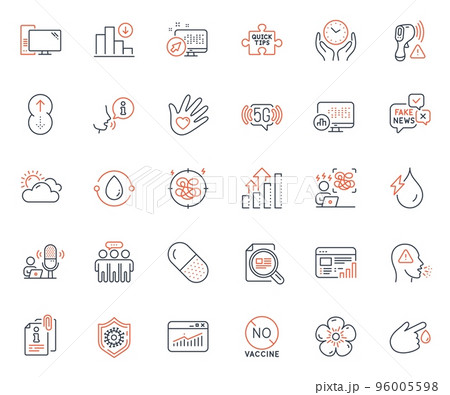 Science icons set. Included icon as Blood donation, Hydroelectricity and Coronavirus protection web elements. Cough, Quick tips, Cold-pressed oil icons. Employees group, Sunny weather. Vector Science icons set. Included icon as Blood donation, Hydroelectricity and Coronavirus protection web elements. Cough, Quick tips, Cold-pressed oil icons. Employees group, Sunny weather. Vector 96005598