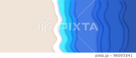 Sea waves and sand beach, abstract bright layered backdrop in papercut style Sea waves and sand beach, abstract bright layered backdrop in papercut style 96005841