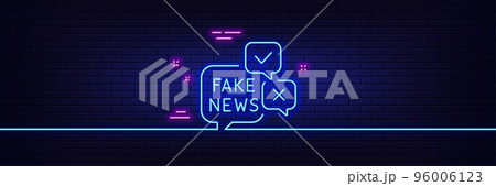 Neon light glow effect. Fake news line icon....のイラスト素材 [96006123] - PIXTA