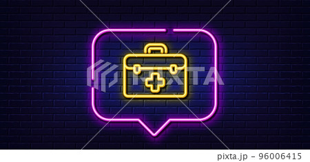 Neon light speech bubble. First aid line icon....のイラスト素材 [96006415] - PIXTA