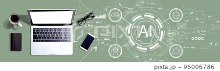 AI concept with a laptop computer 96006786
